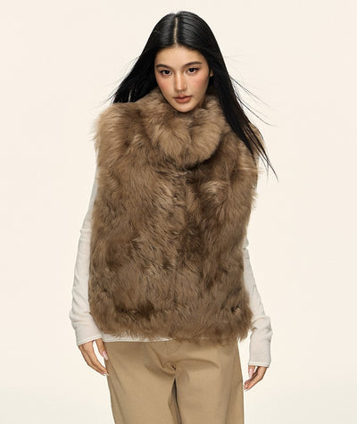 Stand Collar Short Fur Warm Vest Jacket ANA0111