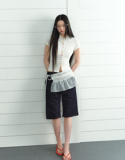 High Collar Button T-shirt LAL0209
