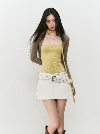 Double-side Zipper A-line Short Skirt VIA0319