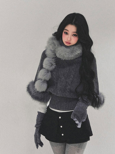 High-Neck Mohair Cable Sweater DIA0669