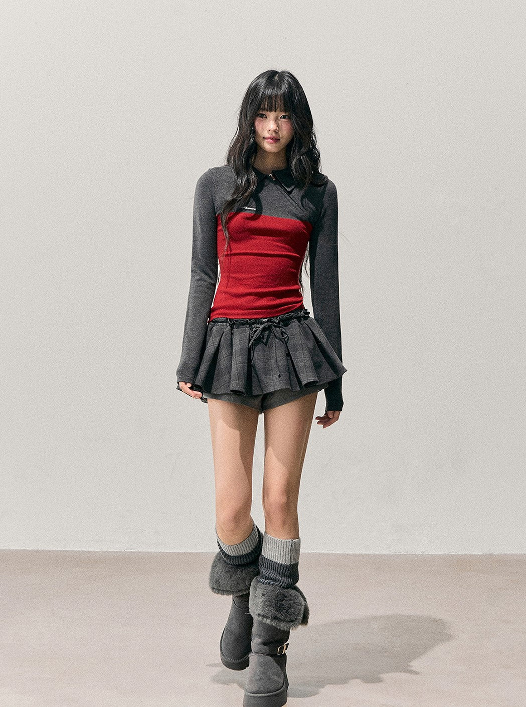 Long-Sleeve Polo Block Color T-Shirt DIA0741