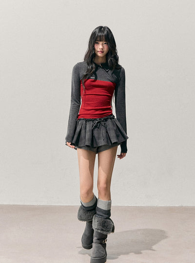 Long-Sleeve Polo Block Color T-Shirt DIA0741