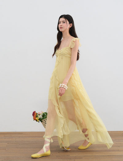 Small Flying Sleeves Ruffle Dress LAL0196