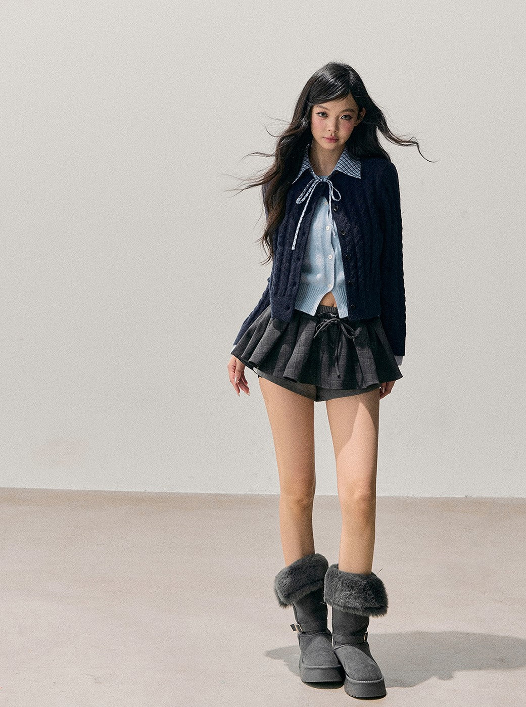 Plaid Shirt Collar Faux Two-Piece Sweater DIA0722