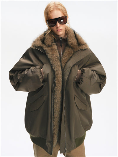 American Retro Plush Collar Coat SAL0205