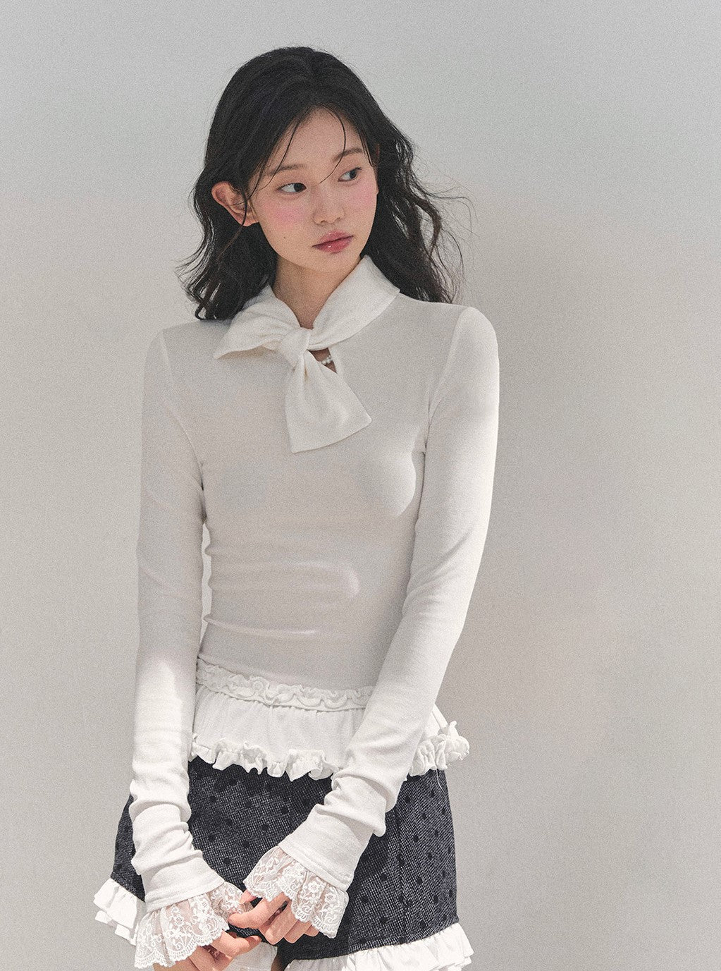 Ruffled Lace Slim T-Shirt DIA0713