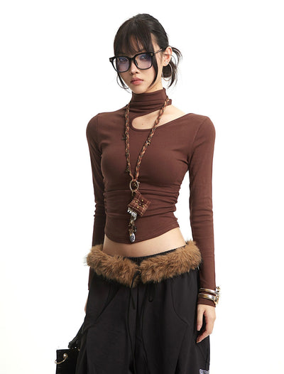 Slim Irregular Cut Long Sleeves T-Shirt UNC0311