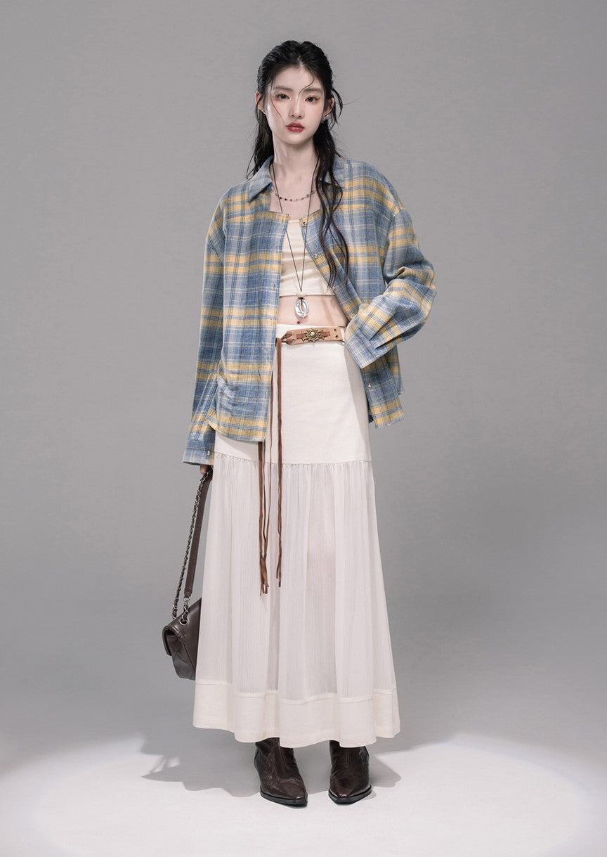 Blue and Yellow Plaid Shirt/Skirt COT0335