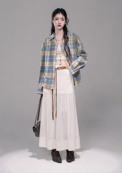 Blue and Yellow Plaid Shirt/Skirt COT0335