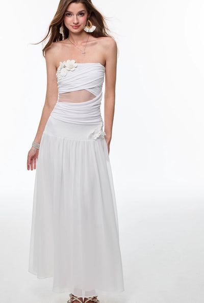 Flower White Long Skirt 4MU0142
