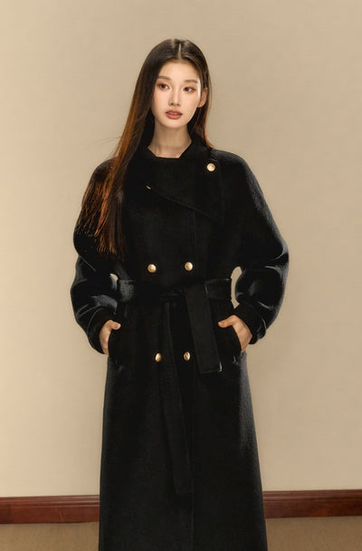 Gold Button Medium and Long Double-sided Woolen Coat OSH0087