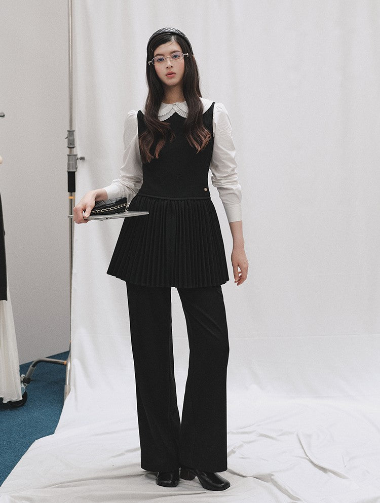 Layered Round Neck Pleated Vest Dress LAL0250