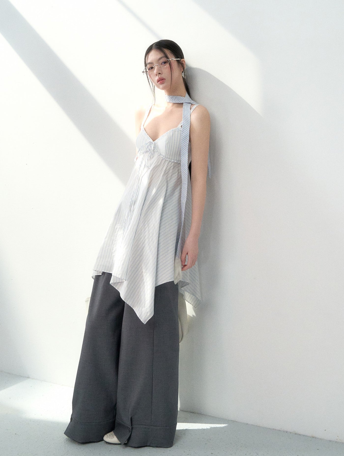 Irregular Striped Suspender Dress LAL0193