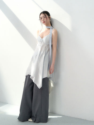 Irregular Striped Suspender Dress LAL0193