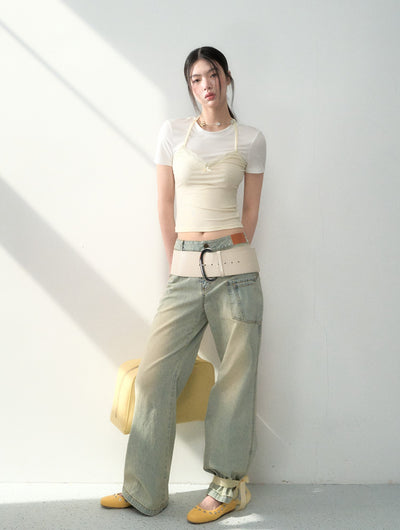 Washed Casual Loose Flared Jeans LAL0191