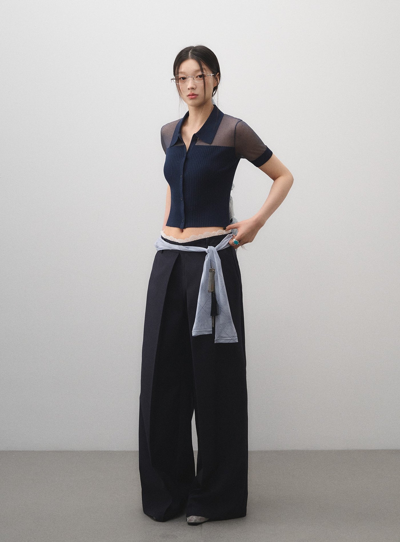Lace Waist Straight Suit Pants LAL0177