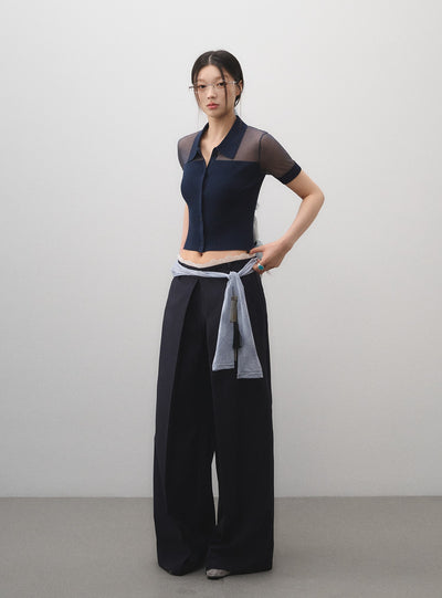 Lace Waist Straight Suit Pants LAL0177