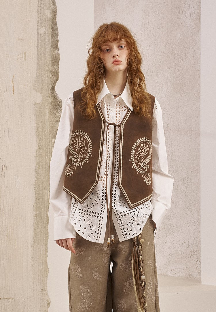Lace Stitching Hollow Shirt DID0250