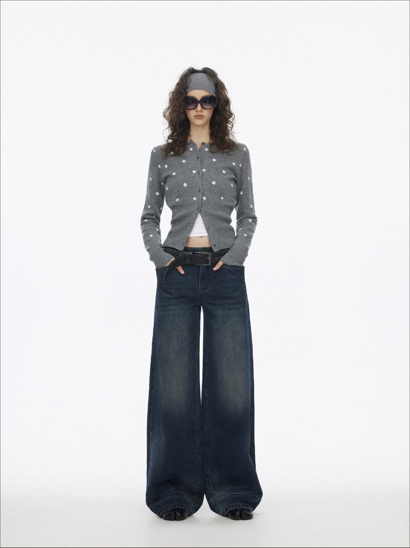 Retro Polka Dot Base Knit Cardigan SAL0199