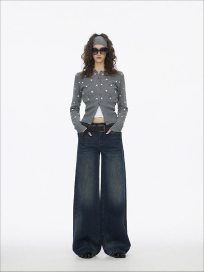 Retro Polka Dot Base Knit Cardigan SAL0199