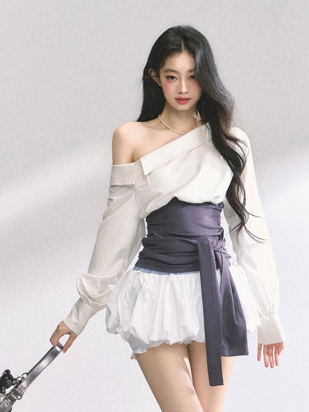 Oblique Shoulder Slim Shirt/Dress DIA0492