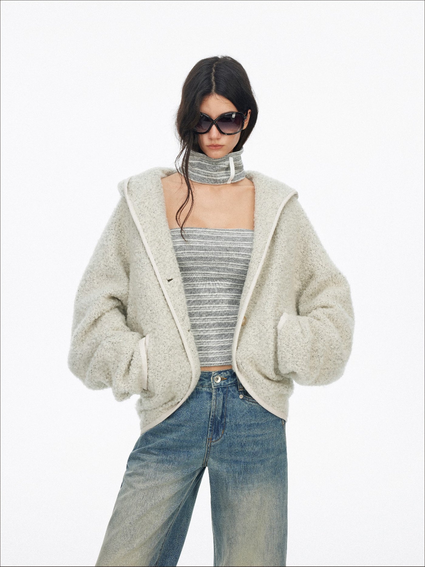 Drop Shoulder Loose Batwing Sleeve Jacket SAL0195