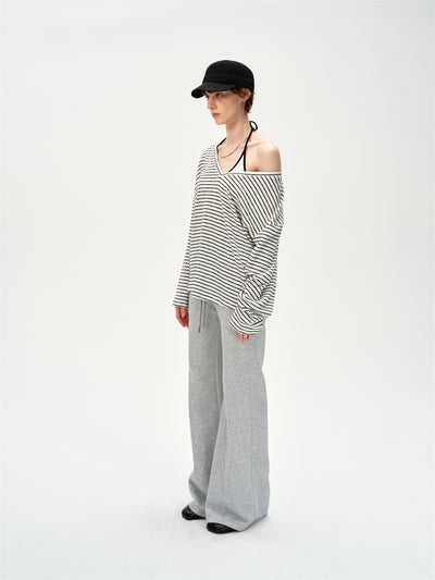 Lazy Off-shoulder Long-sleeved T-shirt CUR0250