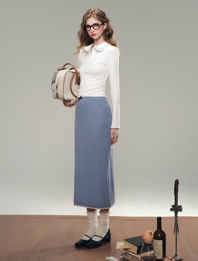 Unnamed Sea Blue Knitted Cardigan/Long Skirt GRO0081