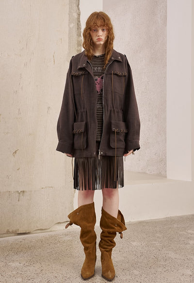Pocket Drawstring Playful Jacket DID0229