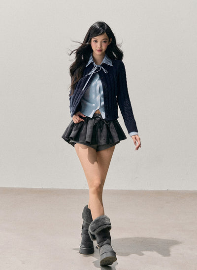 Plaid Shirt Collar Faux Two-Piece Sweater DIA0722