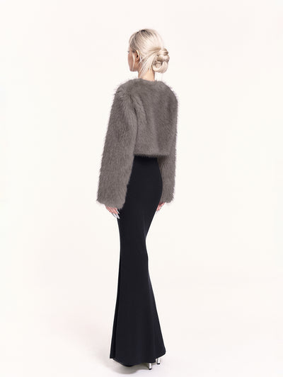 Gray Eco-friendly Fur Short Coat VOC0473