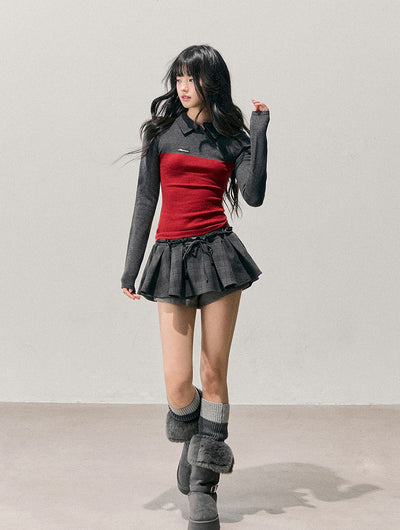 Long-Sleeve Polo Block Color T-Shirt DIA0741