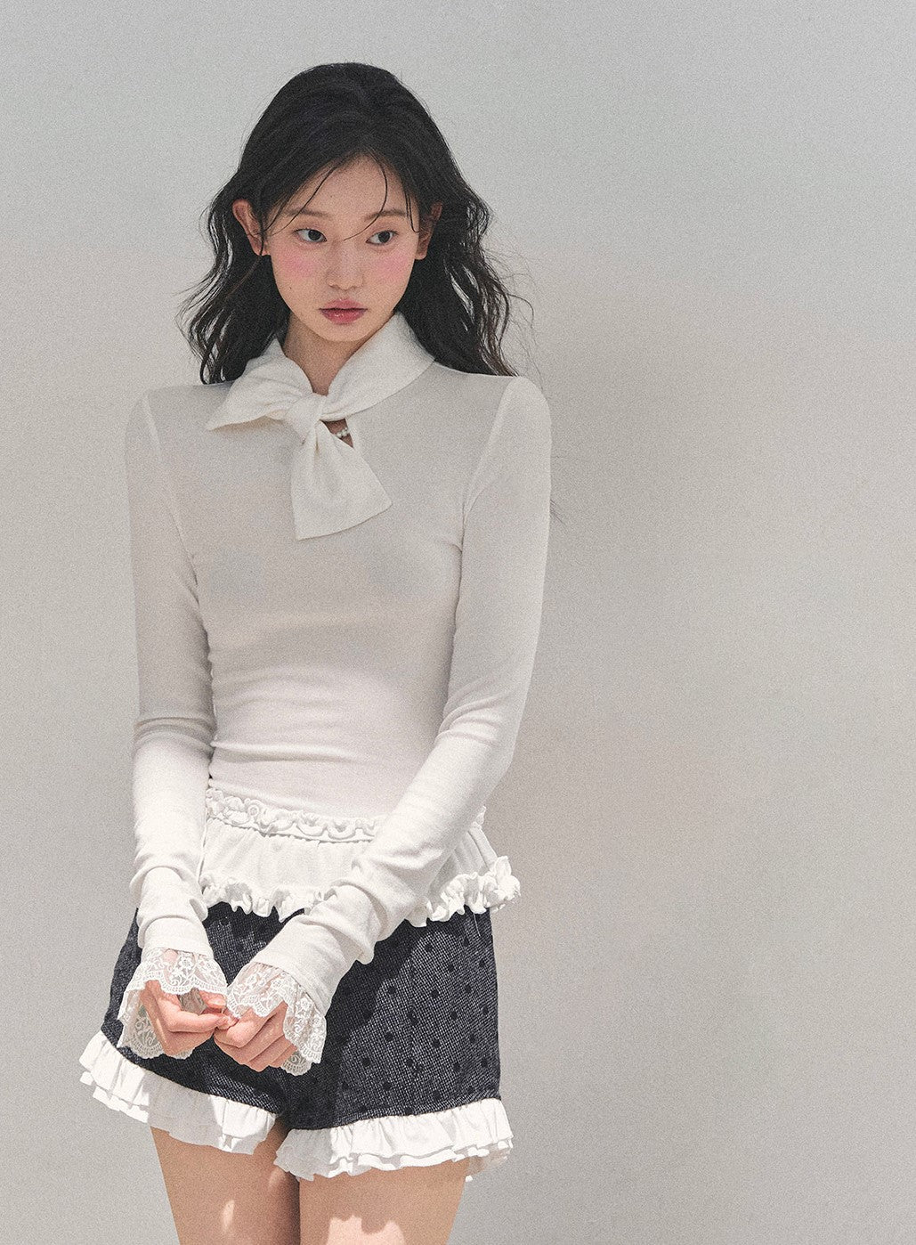 Ruffled Lace Slim T-Shirt DIA0713