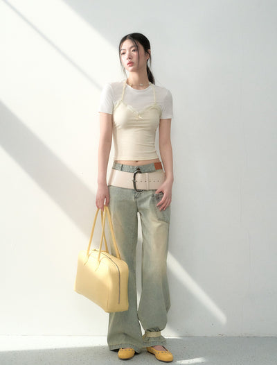 Washed Casual Loose Flared Jeans LAL0191
