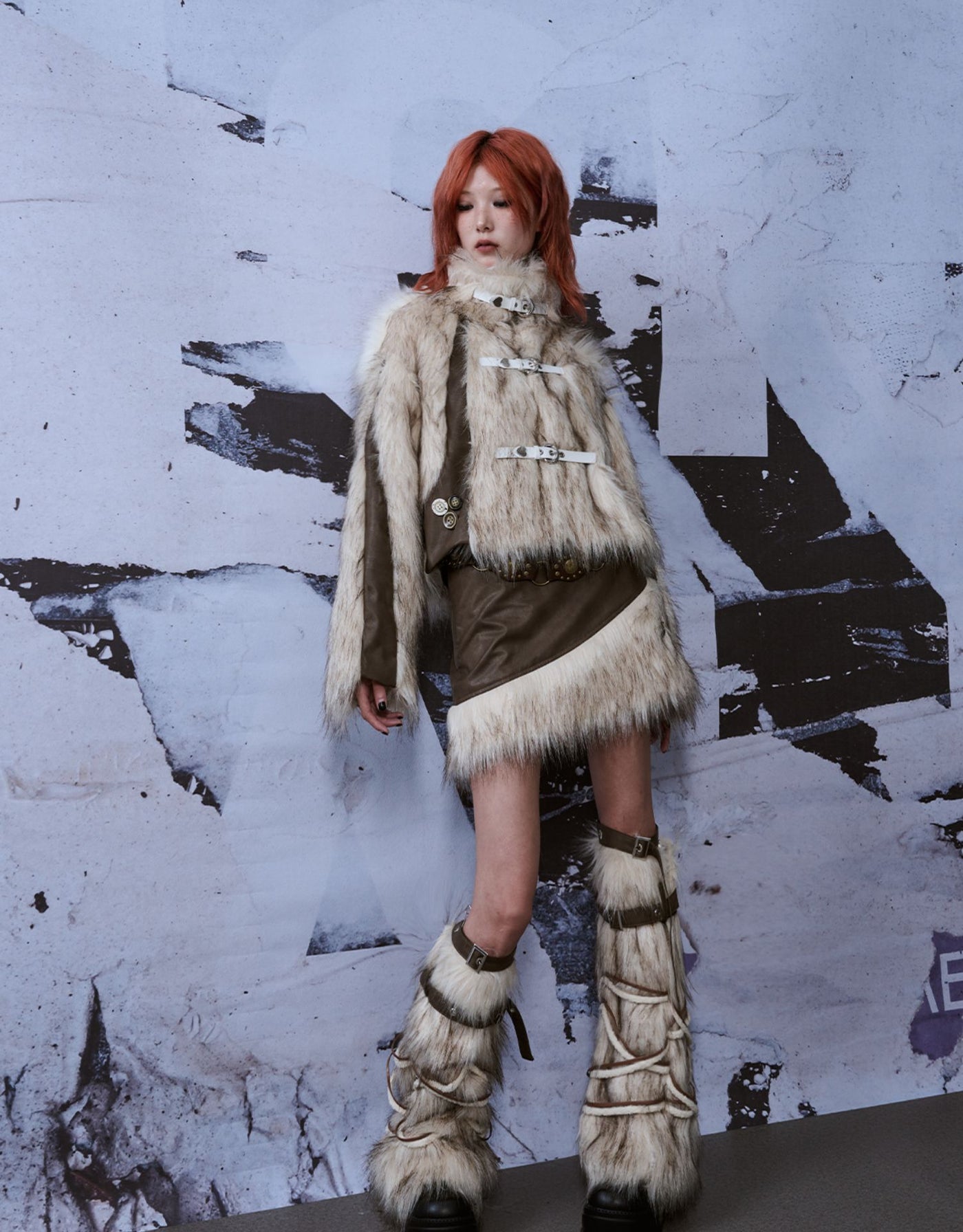 Wandering Retro Stitching Eco-friendly Fur Coat FRU0044