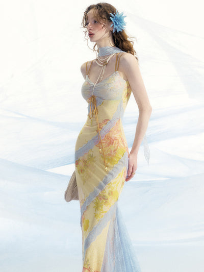 Romantic Print Lace Floral Dress OFA0230