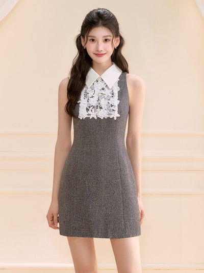 Lace Pearl Sleeveless/Short Sleeves Dress OSH0127