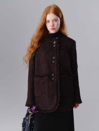 Small Fragrance Style Beads Wool Short Jacket SAL0087