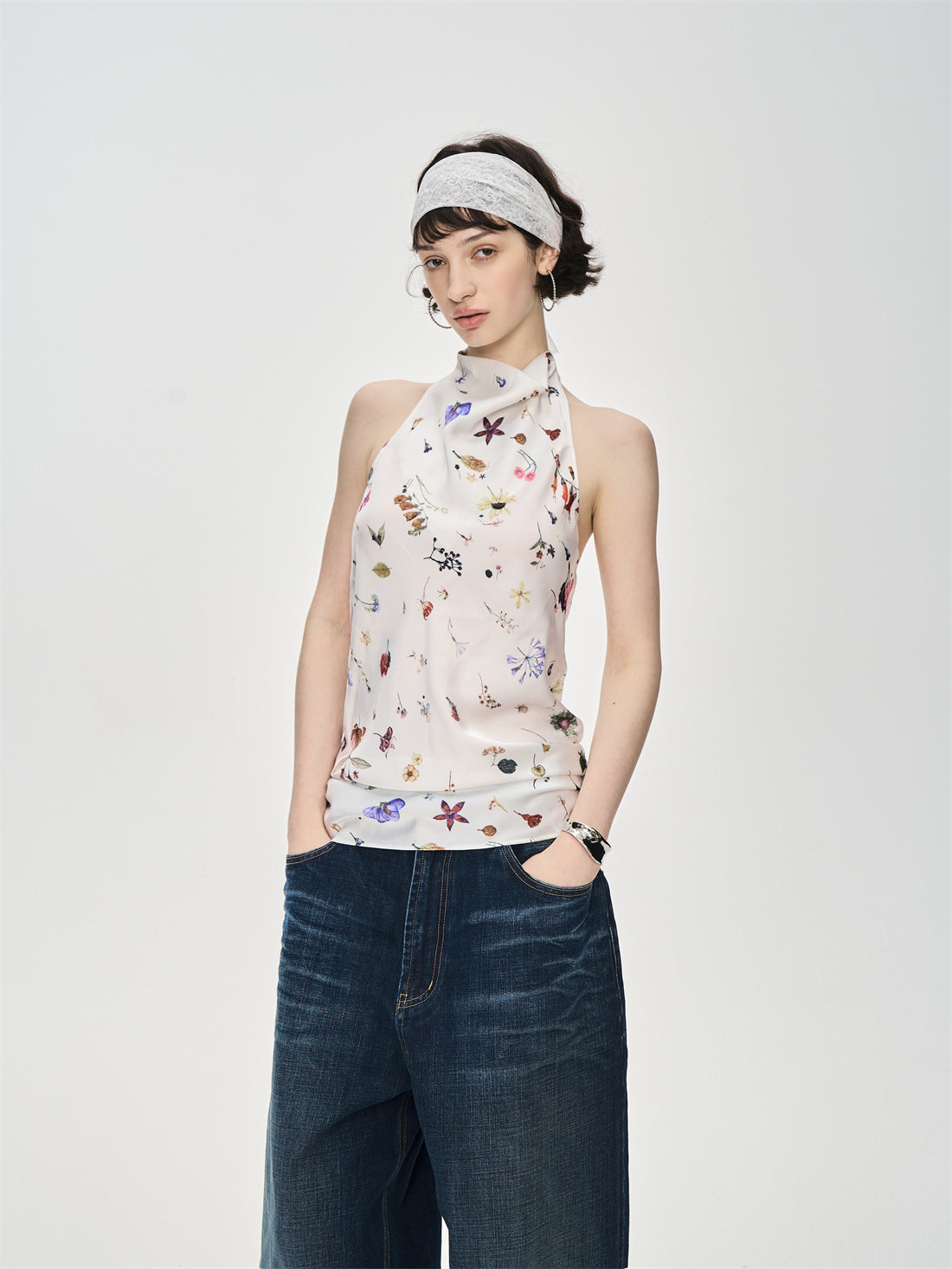 Full Print Halter Neck Top CUR0233