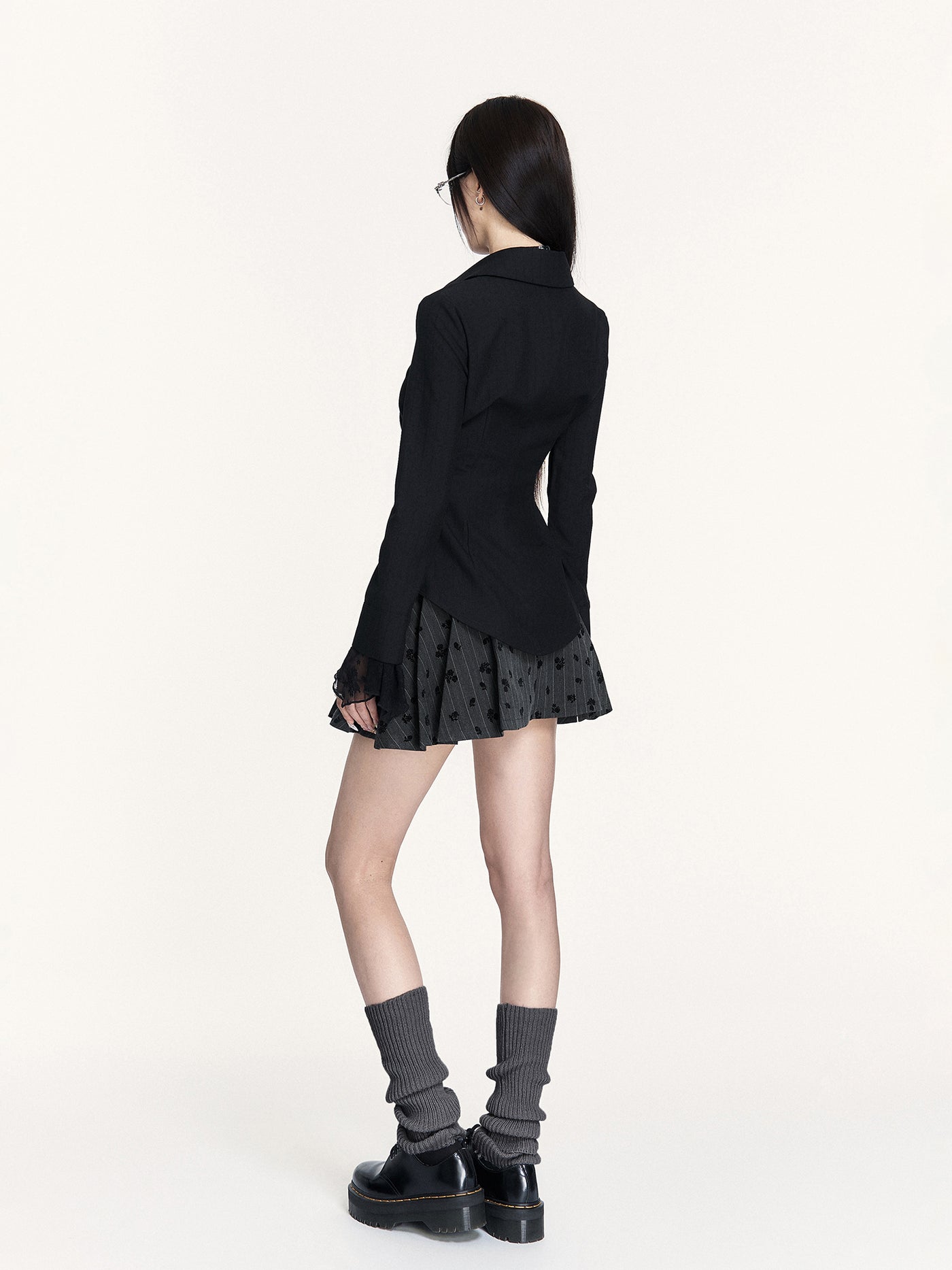 Striped Lace Long-sleeved Shirt VOC0454