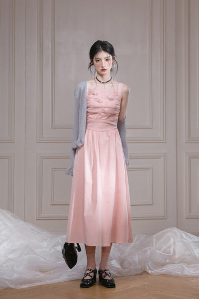 Sunlight Rose Tulle Sling Dress COT0261