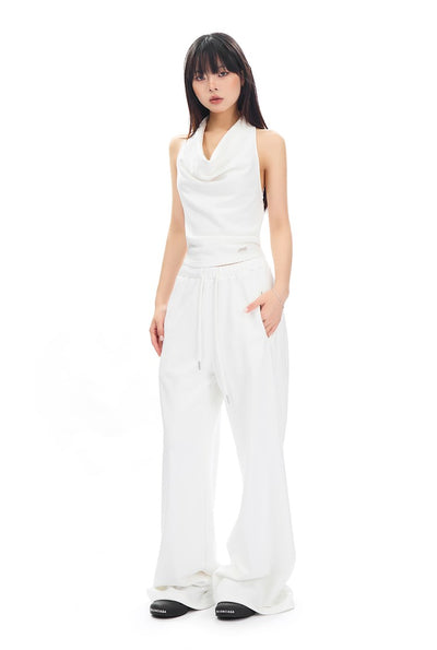 Halter Neck Backless Slim Top/Wide-leg Casual Sweatpants APE0309