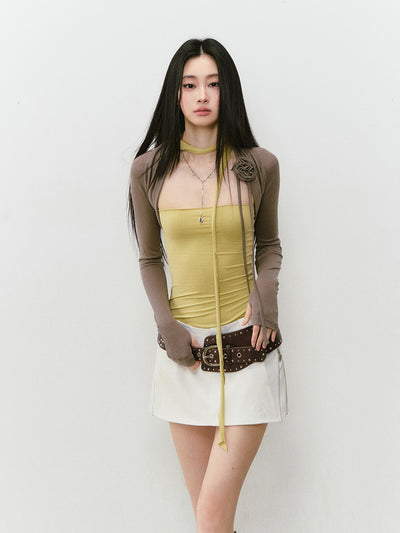 Double-side Zipper A-line Short Skirt VIA0319