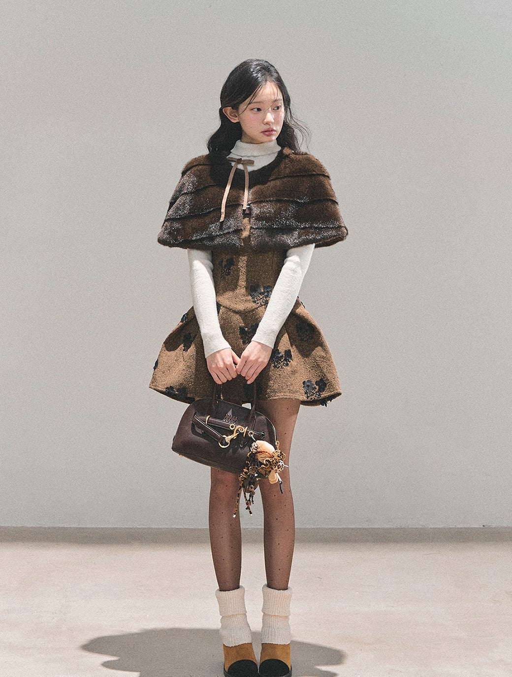 Two-Piece Flower Dress+Rich Cape DIA0728