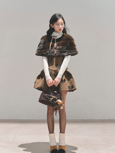 Two-Piece Flower Dress+Rich Cape DIA0728