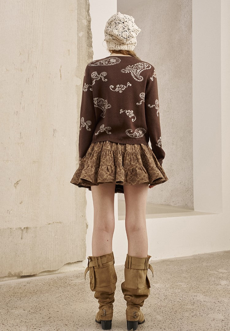 Paisley Jacquard Knitted Cardigan DID0227