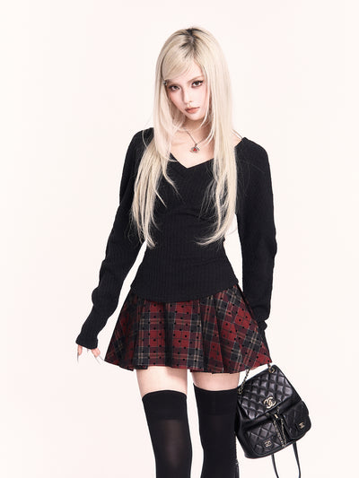 Plaid High Waisted Fishbone Pleated Skirt VOC0480