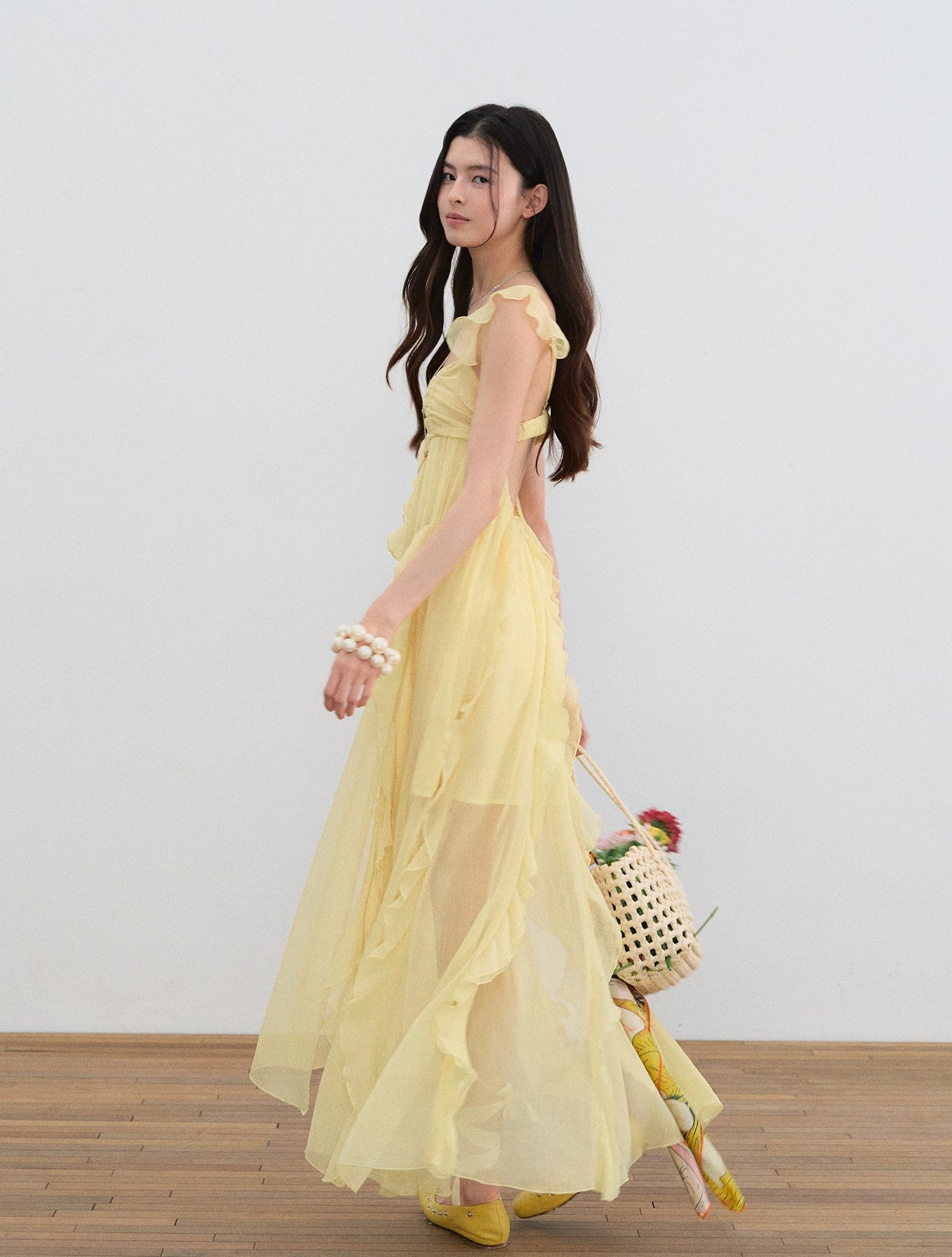 Small Flying Sleeves Ruffle Dress LAL0196