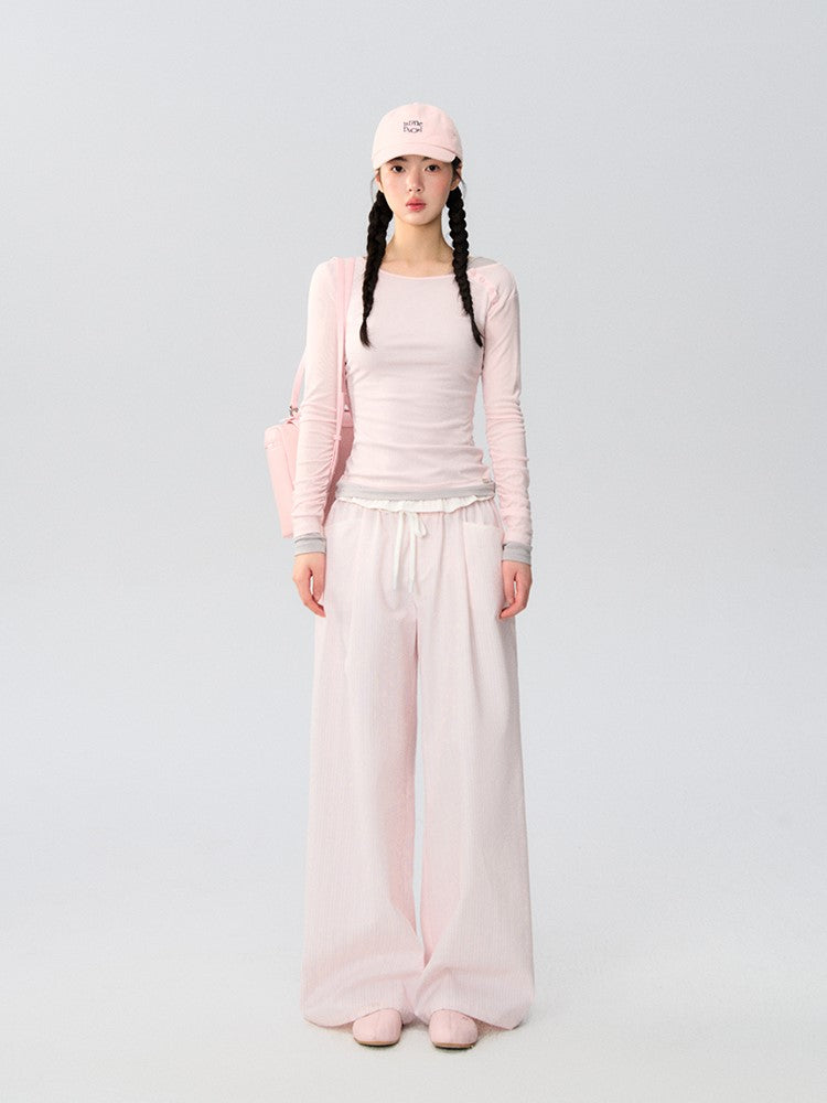 Drawstring Loose Casual Striped Pants LAL0168