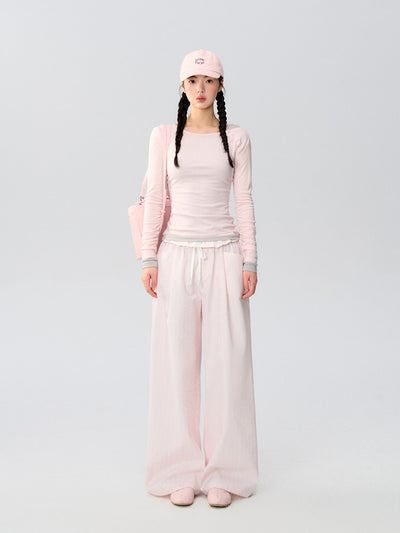 Drawstring Loose Casual Striped Pants LAL0168